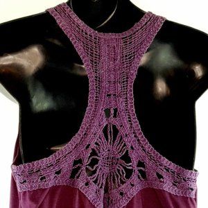 Large Kismet  Sleeveless  Purple Crochet Tank Top